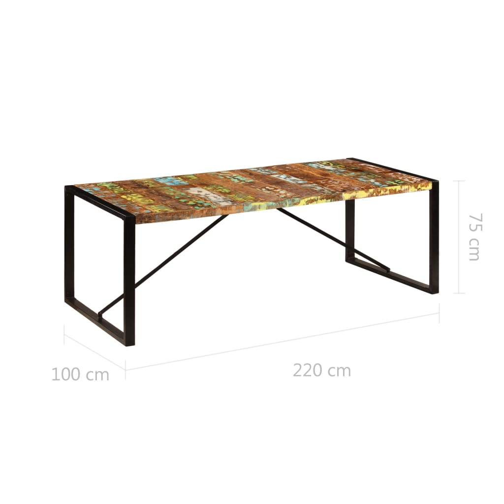 Masă de bucătărie, 220 x 100 x 75 cm, lemn masiv reciclat