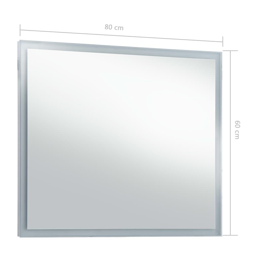 Oglindă cu LED de perete pentru baie, 80 x 60 cm