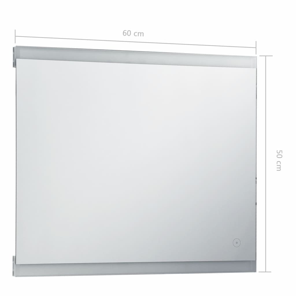 Oglindă cu LED de perete de baie cu senzor tactil, 60 x 50 cm