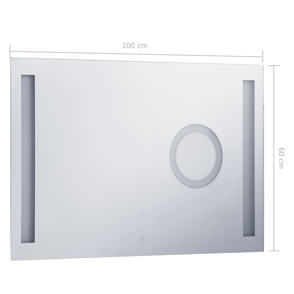 Oglindă cu LED de perete de baie cu senzor tactil, 100 x 60 cm