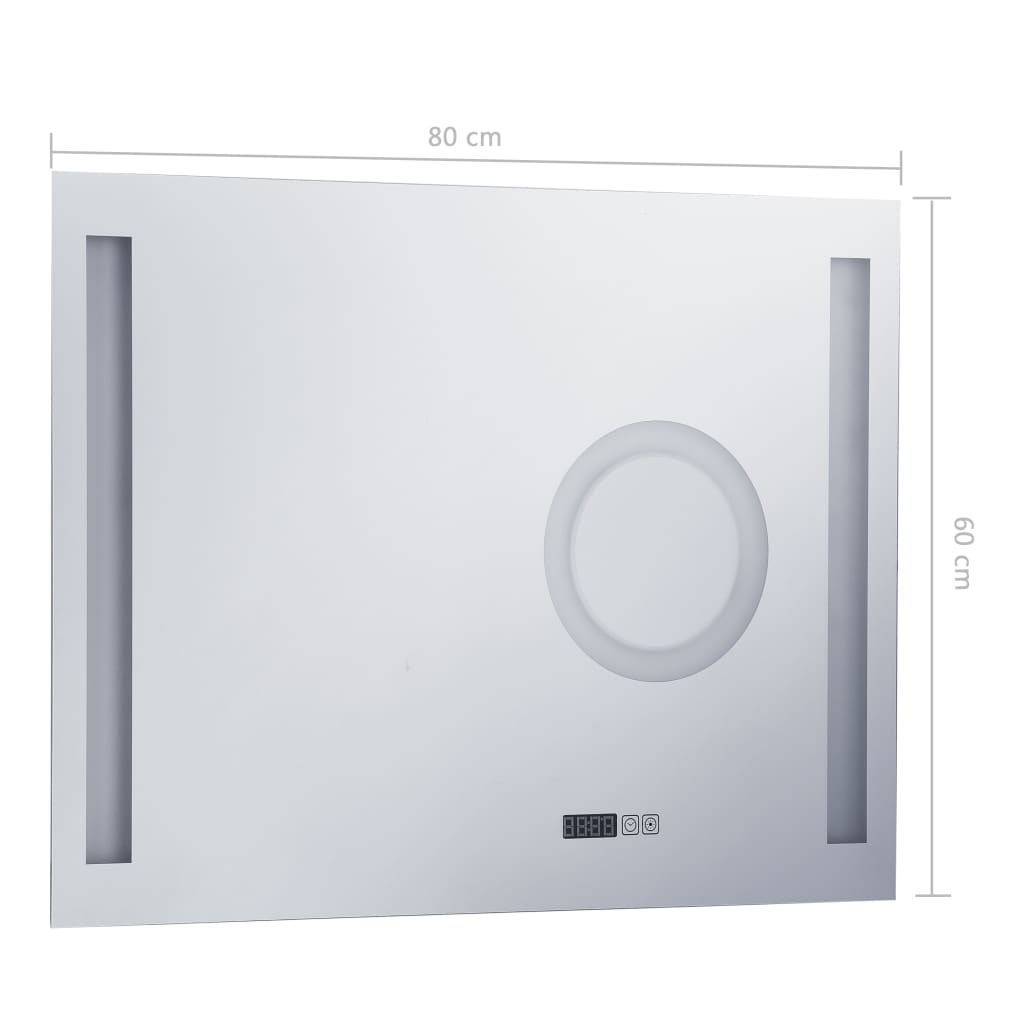Oglindă cu LED de perete de baie cu senzor tactil, 80 x 60 cm