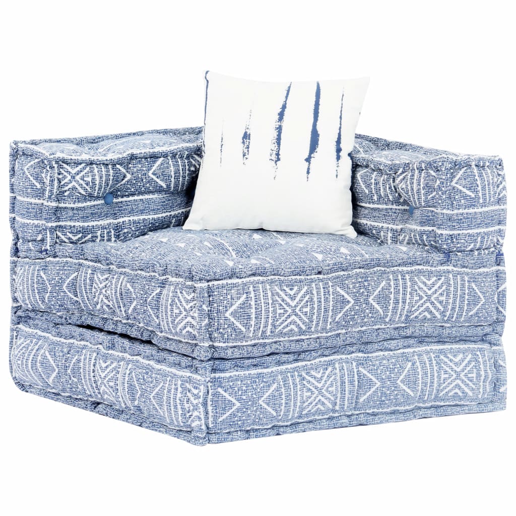 Canapea extensibilă modulară cu 2 locuri indigo, textil, petice