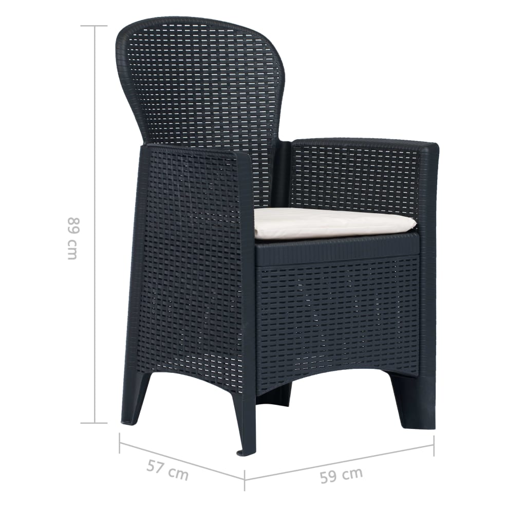 Set mobilier bistro, 3 piese, antracit, plastic, aspect ratan