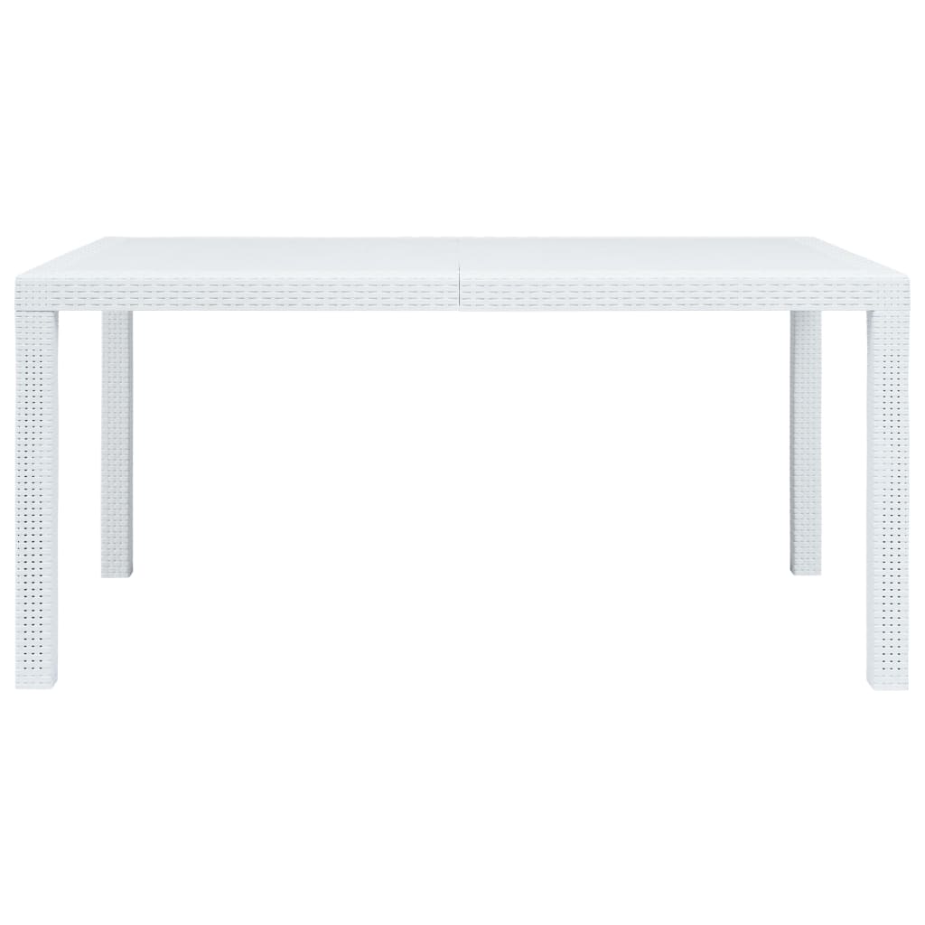 Set mobilier de exterior, 7 piese, alb, plastic, aspect ratan