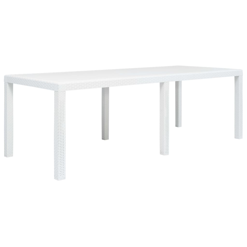 Set mobilier de exterior, 9 piese, alb, plastic, aspect ratan