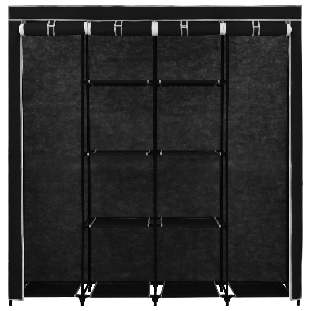 Șifonier cu 4 compartimente, negru, 175 x 45 x 170 cm