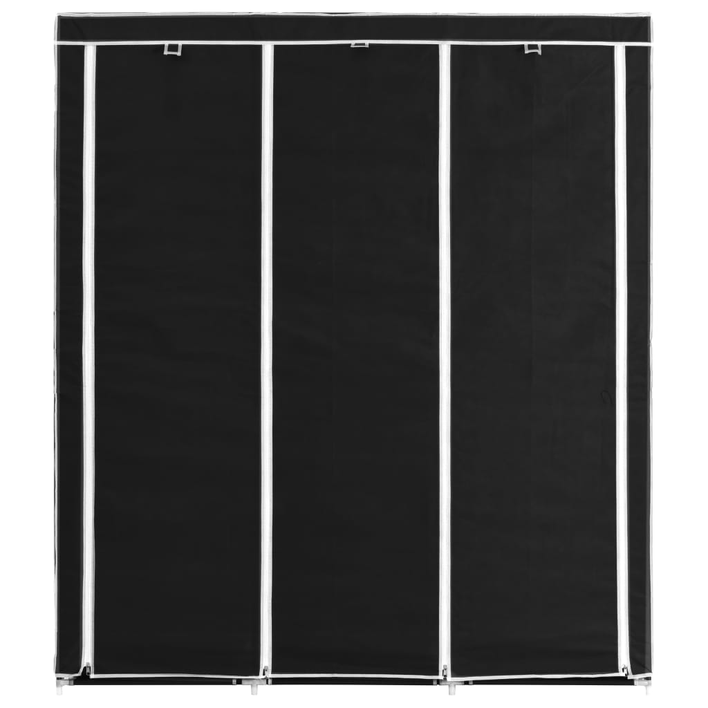 Dulap cu bare și compartimente, negru, 150x45x175 cm