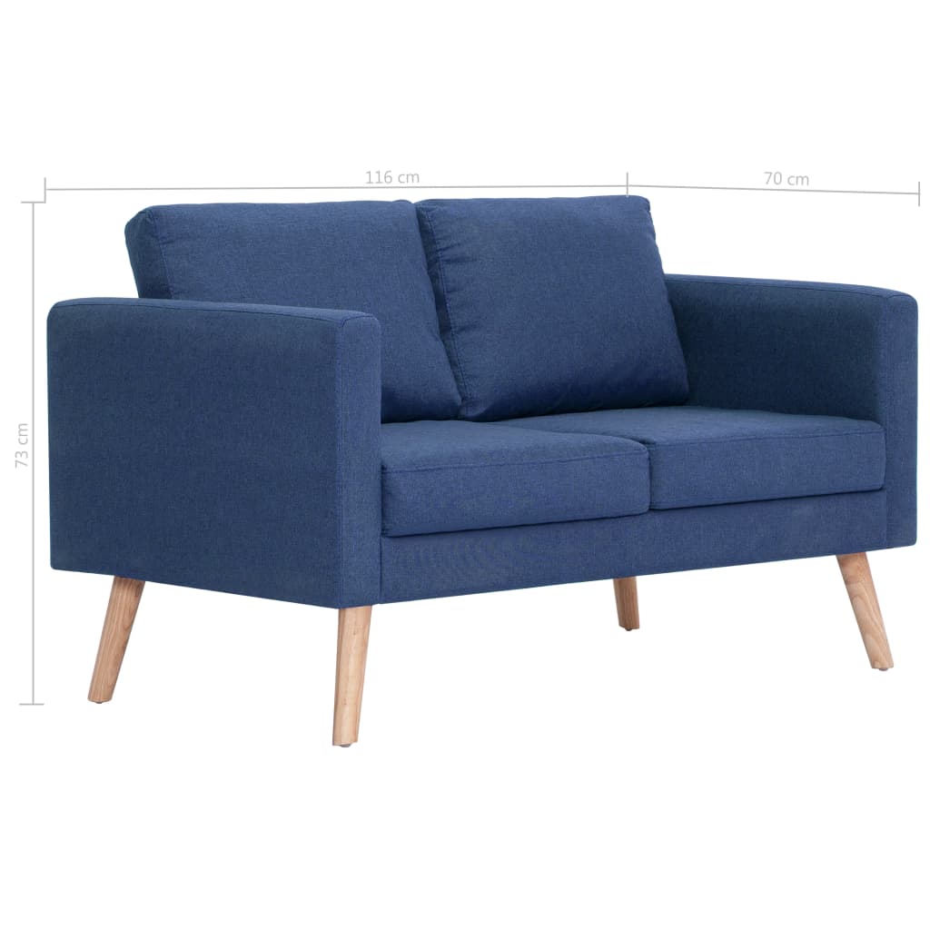 Canapea cu 2 locuri, albastru, material textil