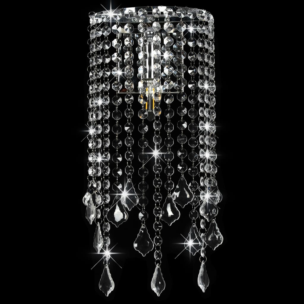 Lampă perete mărgele cristal argintiu dreptunghiular becuri E14