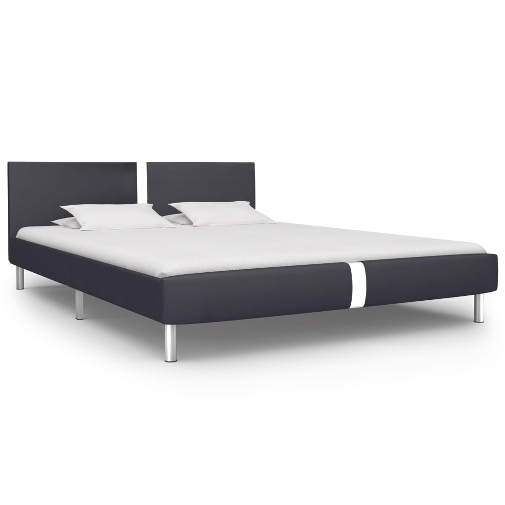 Cadru de pat, negru, 140 x 200 cm, piele ecologică