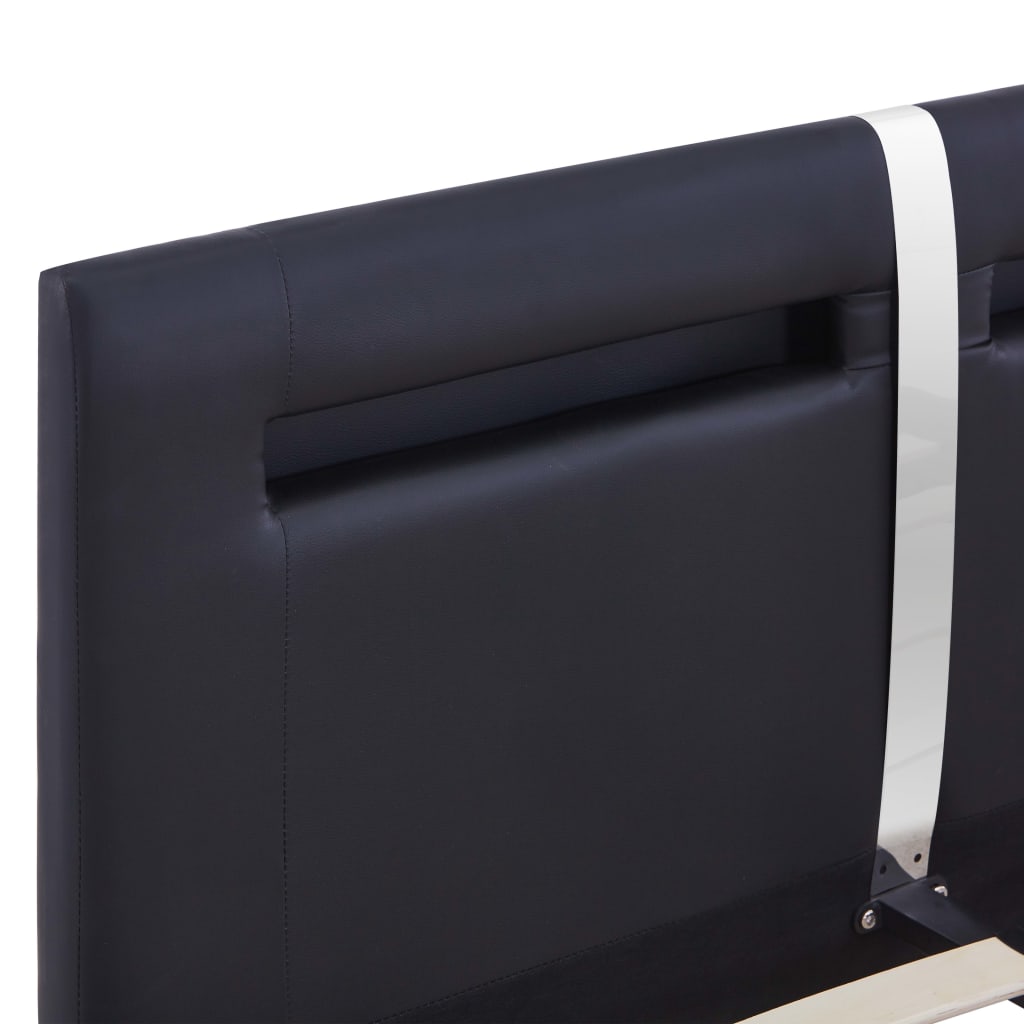 Cadru de pat cu LED, negru, 140 x 200 cm, piele artificială