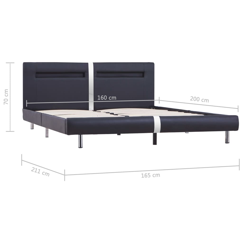 Cadru de pat cu LED, negru, 160 x 200 cm, piele artificială