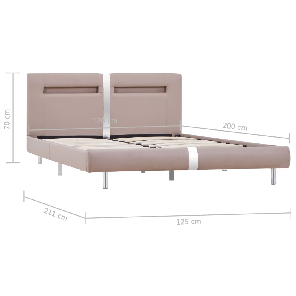 Cadru pat cu LED, cappuccino, 120x200 cm, piele artificială