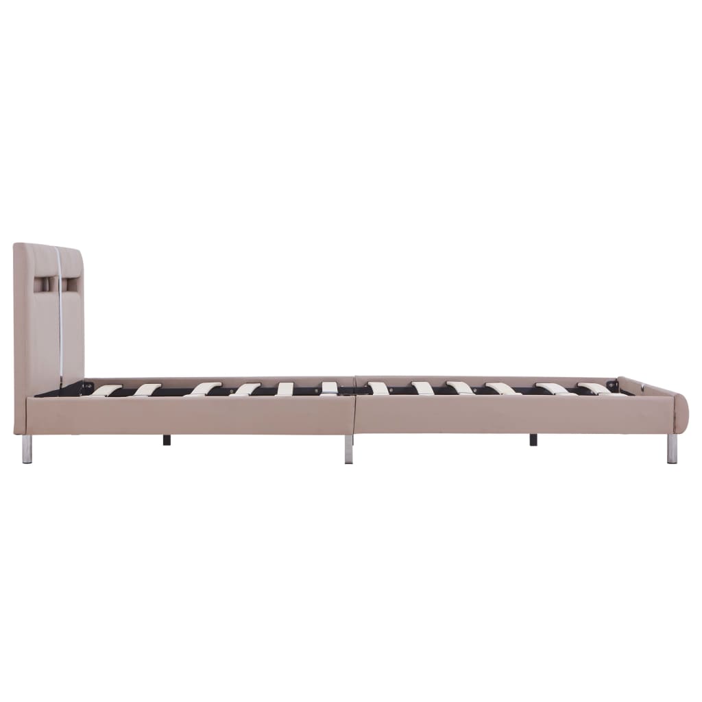 Cadru pat cu LED, cappuccino, 140x200 cm, piele artificială