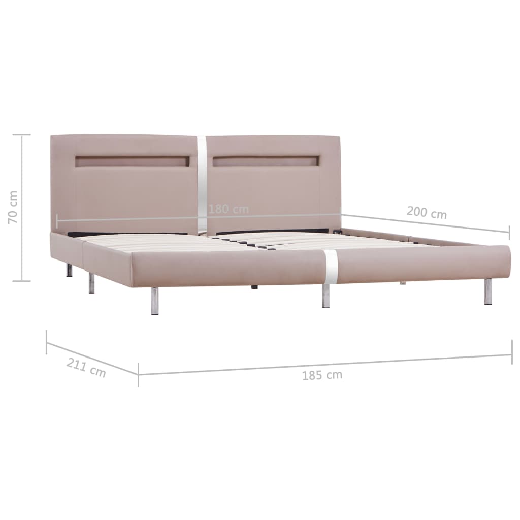 Cadru pat cu LED, cappuccino, 180x200 cm, piele artificială