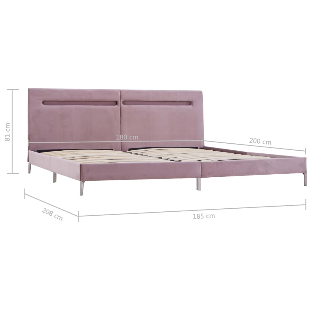 Cadru de pat cu LED-uri, roz, 180 x 200 cm, material textil
