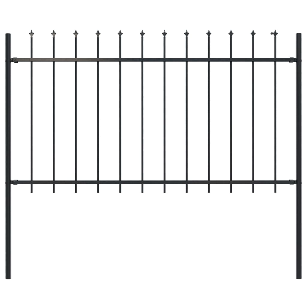 Gard de grădină cu vârf suliță, negru, 1,7 x 1 m, oțel