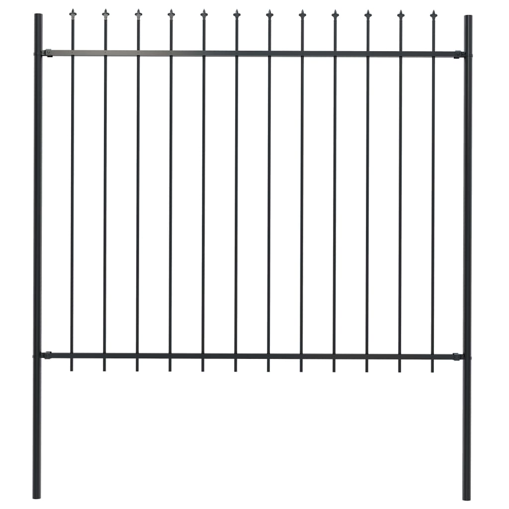 Gard de grădină cu vârf suliță, negru, 1,7 x 1,5 m, oțel