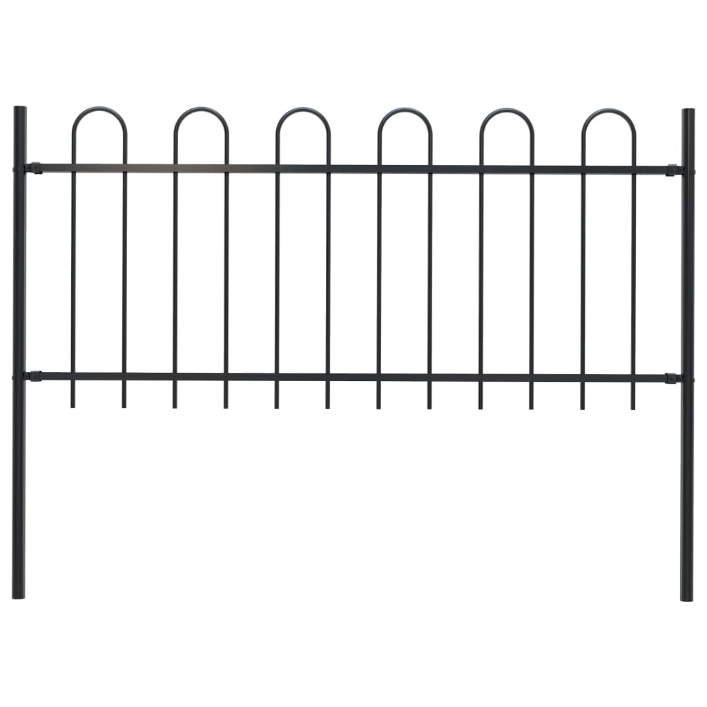 Gard de grădină cu vârf curbat, negru, 1,7 x 0,8 m, oțel