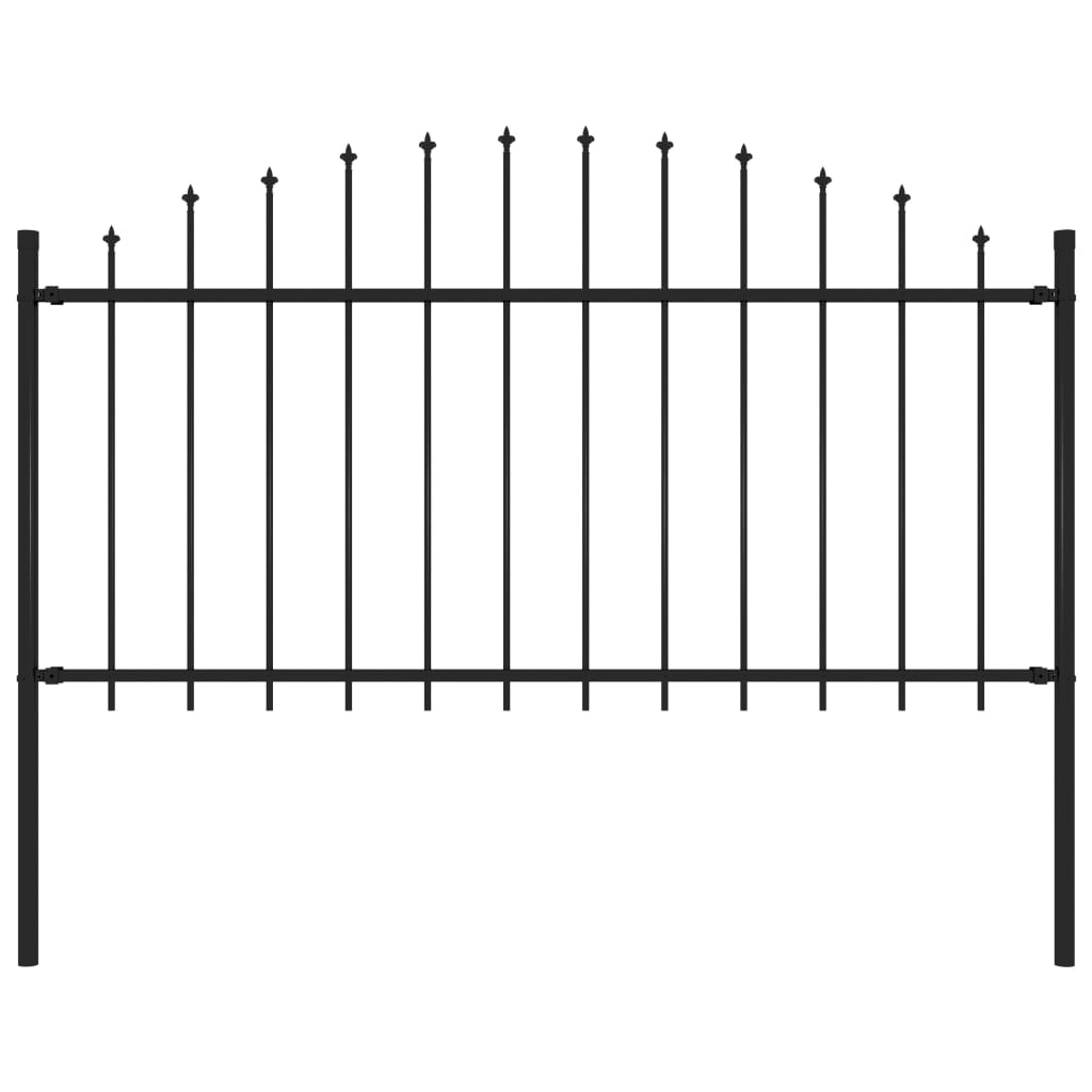 Gard de grădină cu vârf suliță, negru, (1,25-1,5) x 1,7 m, oțel