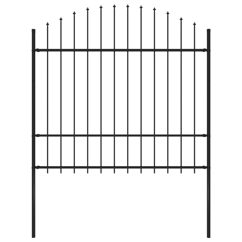Gard de grădină cu vârf suliță, negru, (1,5-1,75) x 1,7 m, oțel