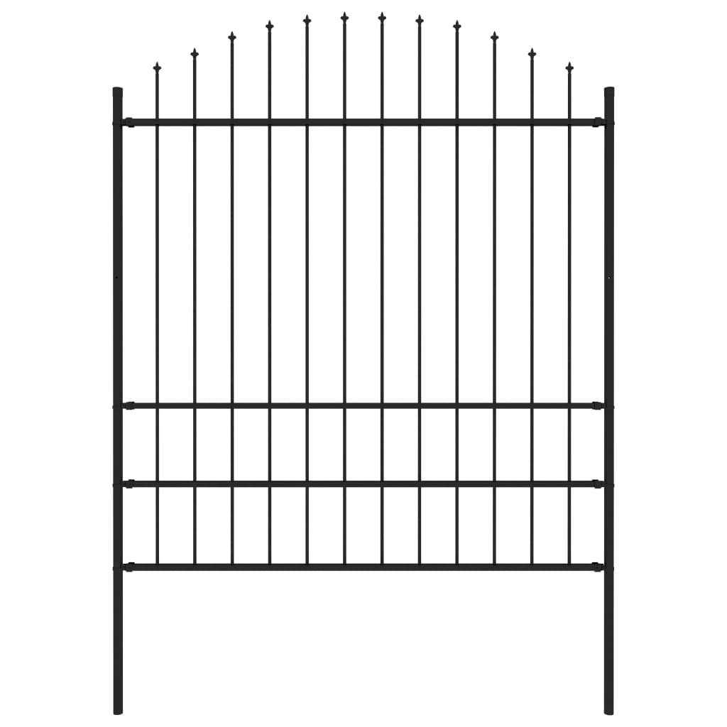 Gard de grădină cu vârf suliță, negru, (1,75-2) x 1,7 m oțel
