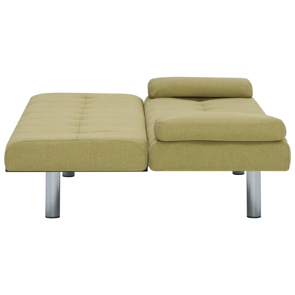 Canapea extensibilă cu două perne, verde, poliester