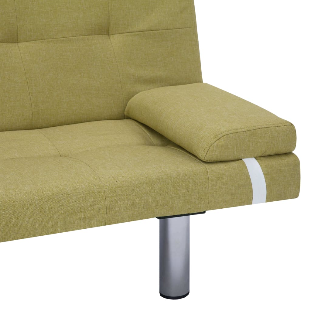 Canapea extensibilă cu două perne, verde, poliester