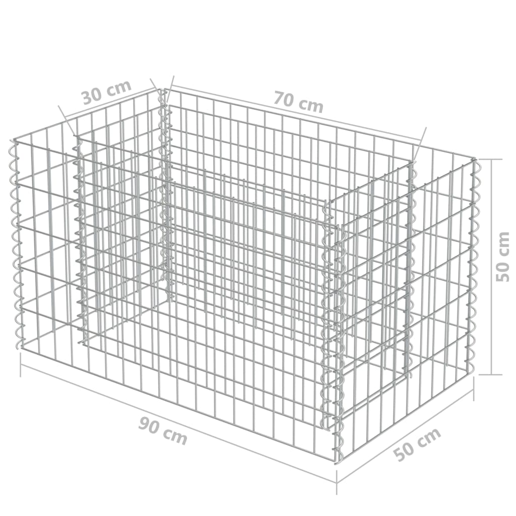 Jardinieră gabion, oțel galvanizat, 90 x 50 x 50 cm