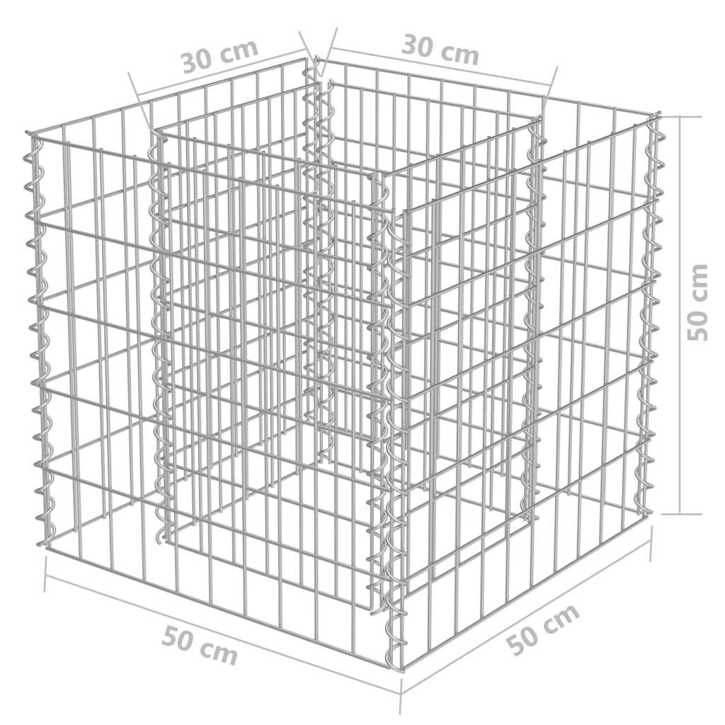 Jardinieră gabion, oțel galvanizat, 50 x 50 x 50 cm