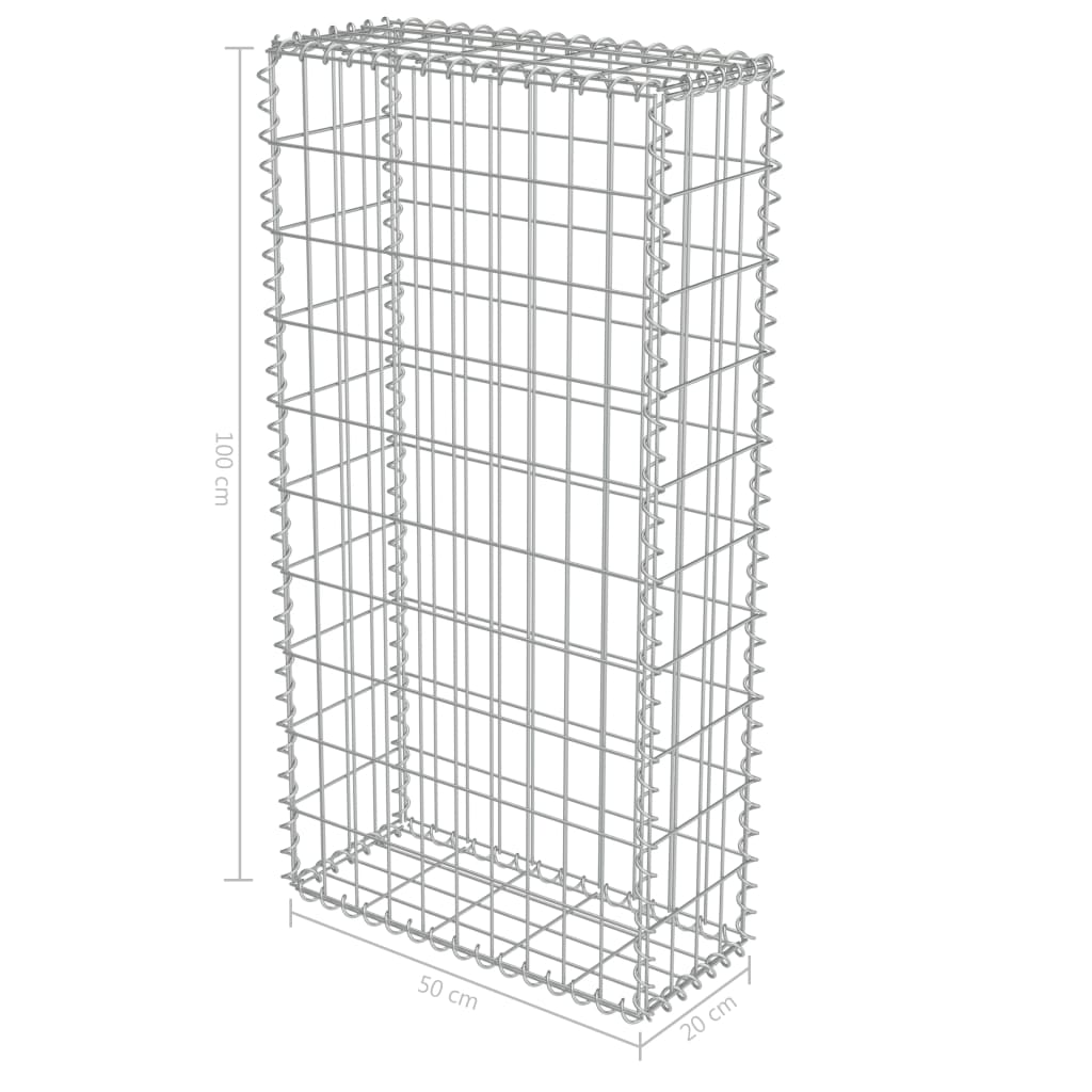 Perete gabion cu capace, 50 x 20 x 100 cm, oțel galvanizat