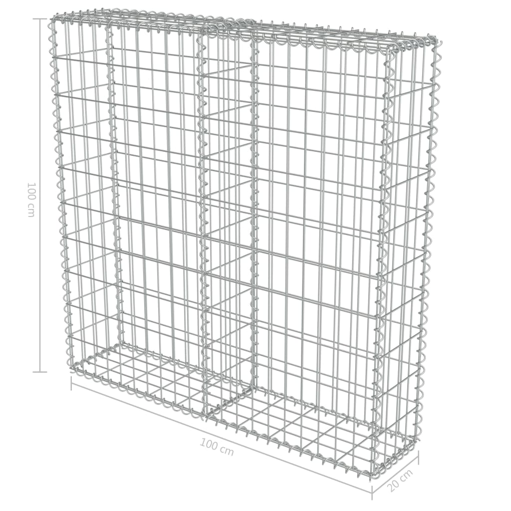 Perete gabion cu capace, 80 x 20 x 100 cm, oțel galvanizat