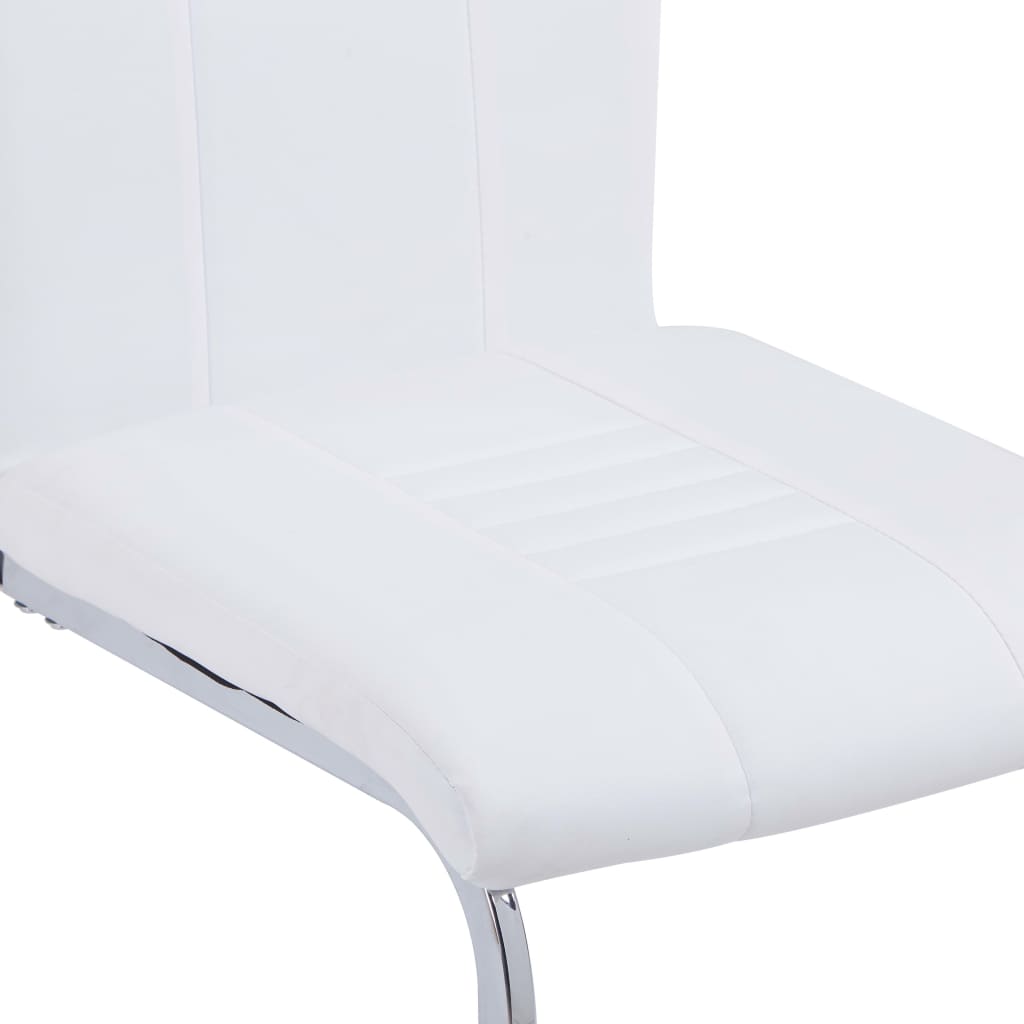 Scaune de sufragerie, 2 buc., alb, piele ecologică