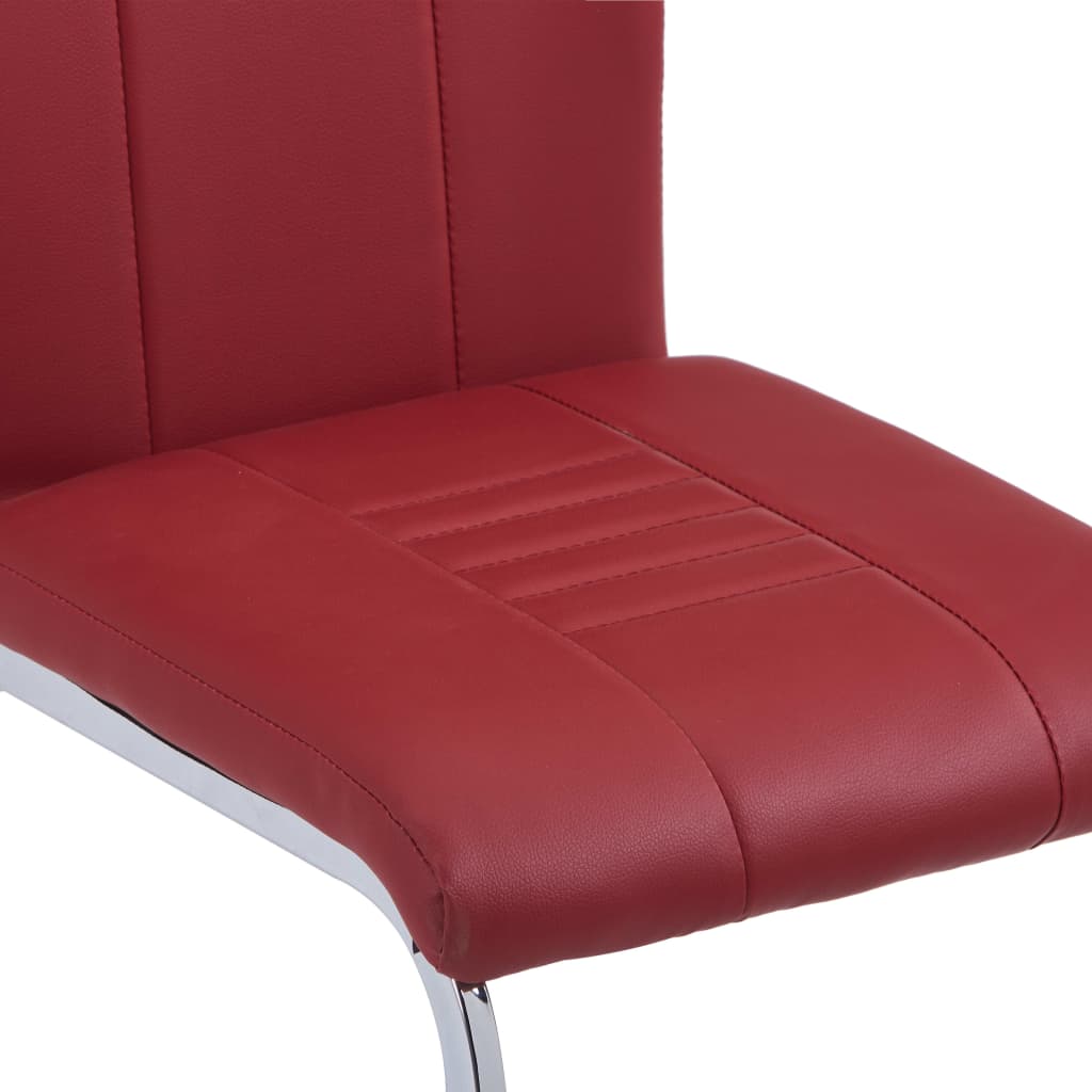 Scaune de sufragerie, 4 buc., roșu, piele ecologică
