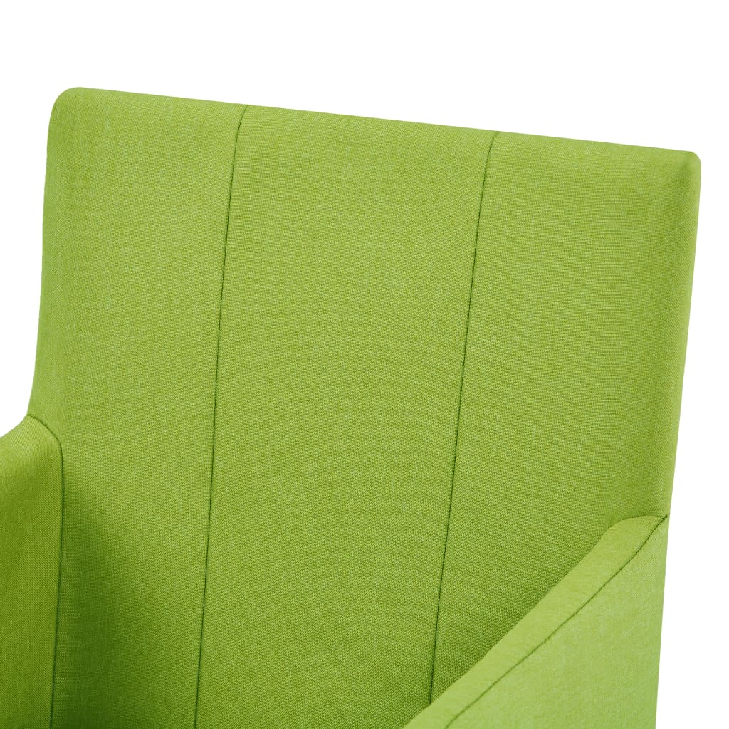 Scaune de bucătărie cu brațe, 2 buc., verde, material textil