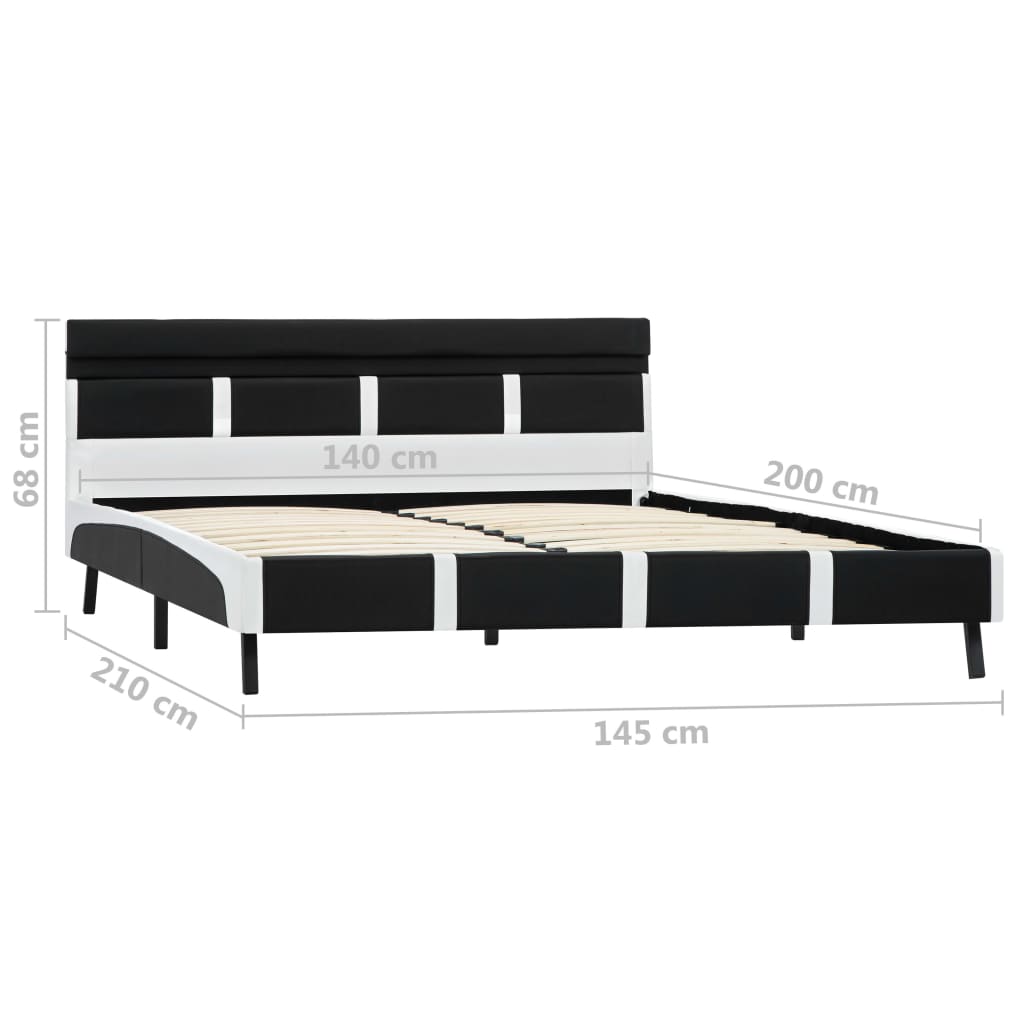 Cadru de pat cu LED, negru, 140 x 200 cm, piele ecologică
