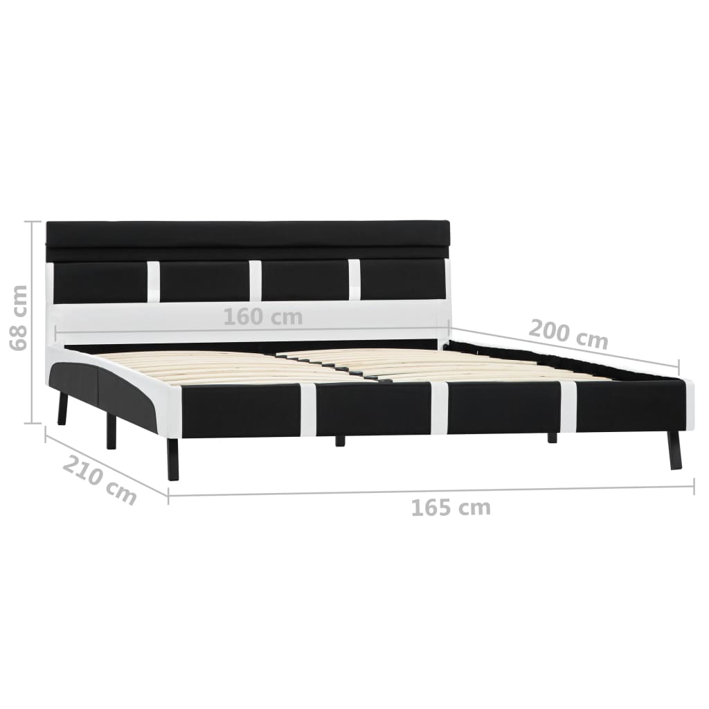 Cadru de pat cu LED, negru, 160 x 200 cm, piele ecologică