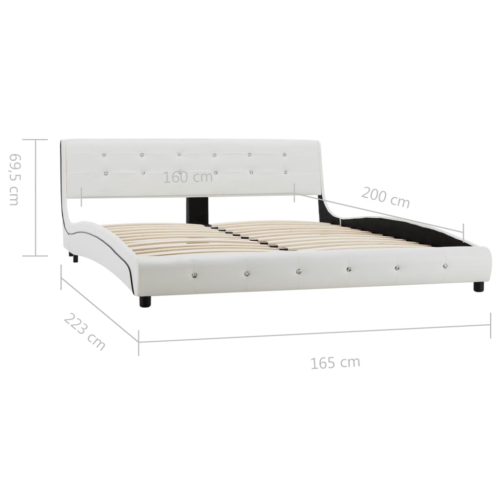 Cadru de pat, alb, 160 x 200 cm, piele ecologică