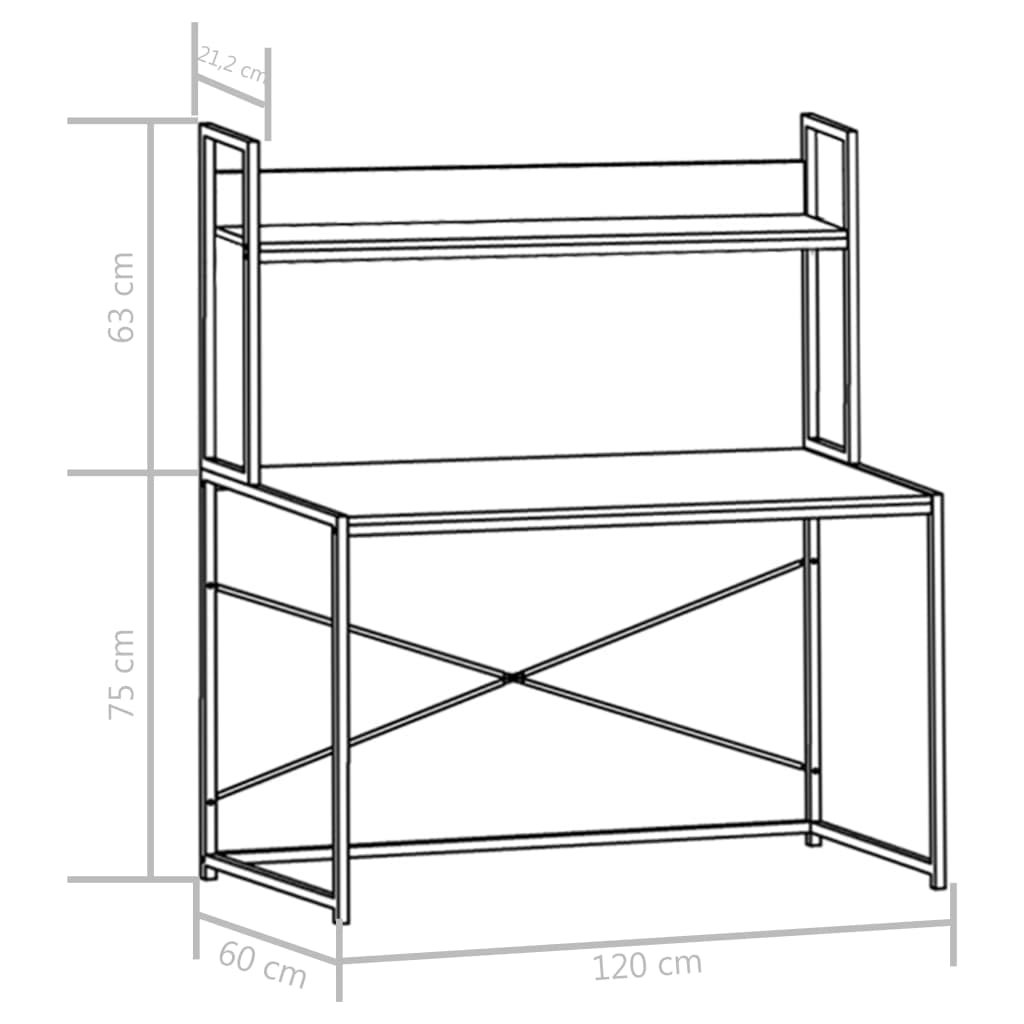 Birou de calculator, negru, 120 x 60 x 138 cm