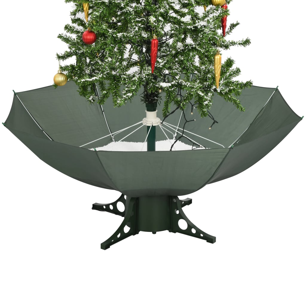 Brad de Crăciun cu ninsoare și bază umbrelă, verde, 170 cm