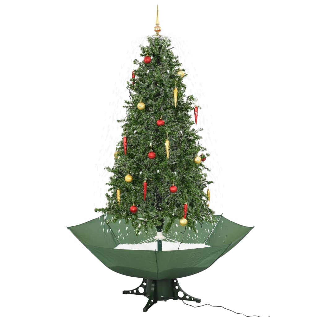 Brad de Crăciun cu ninsoare și bază umbrelă, verde, 190 cm