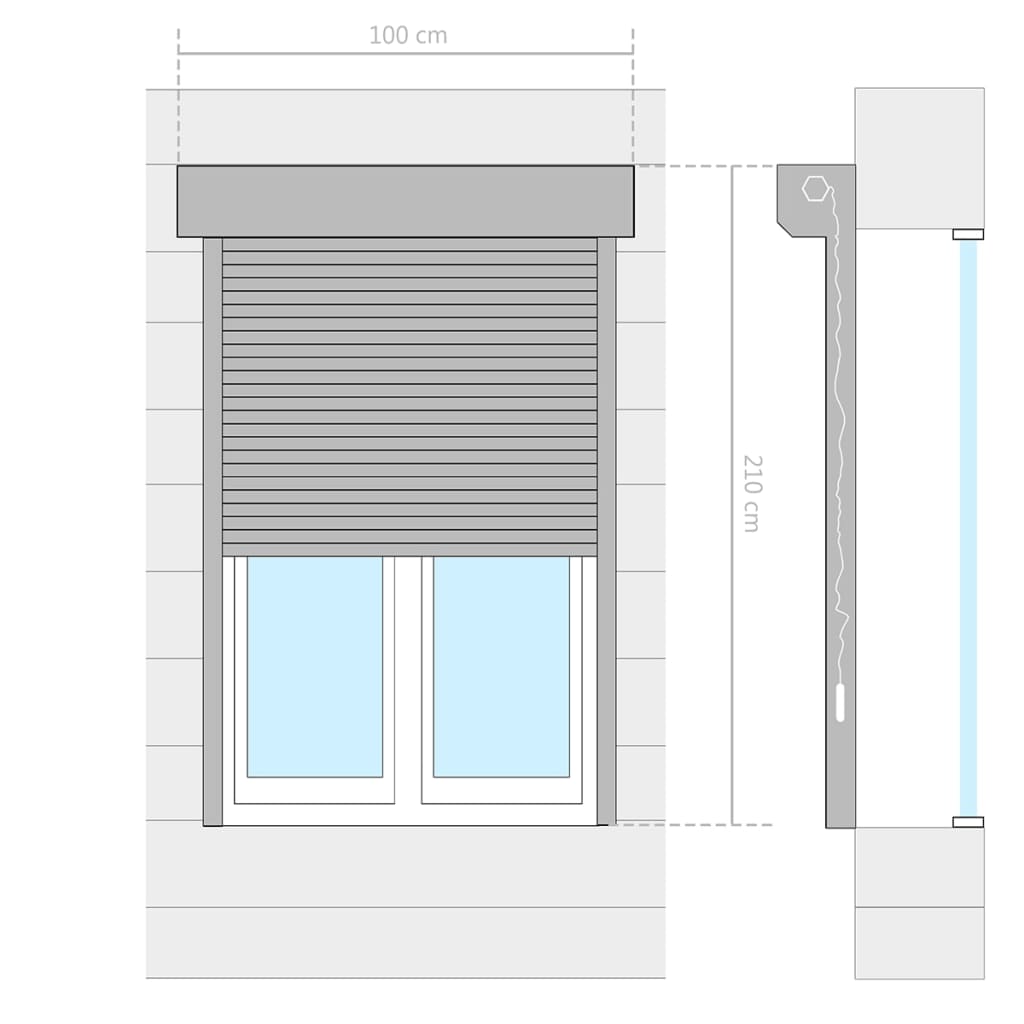 Oblon rulant, alb, 100 x 210 cm, aluminiu