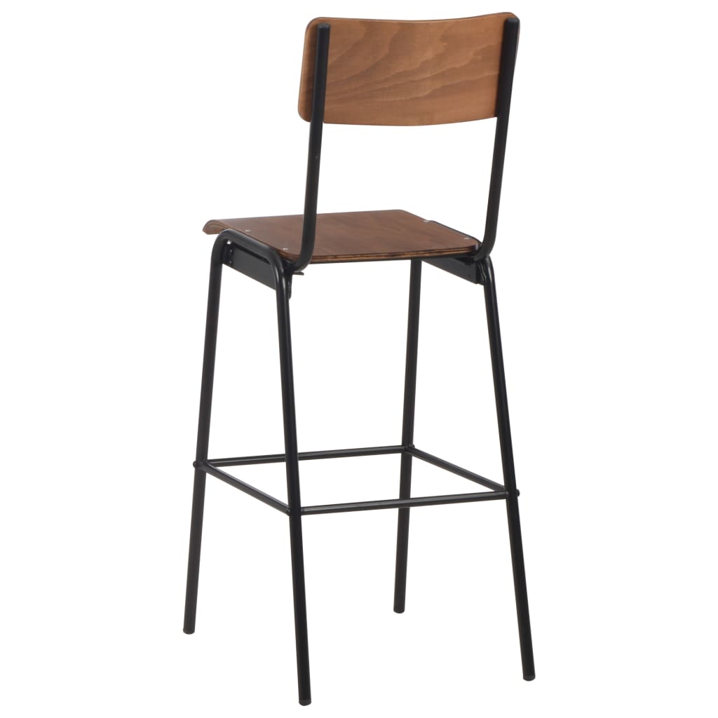 Set mobilier de bar, 3 piese, maro și negru, oțel