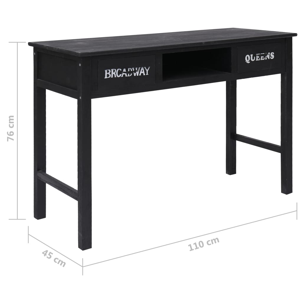 Masă consolă, negru, 110 x 45 x 76 cm, lemn