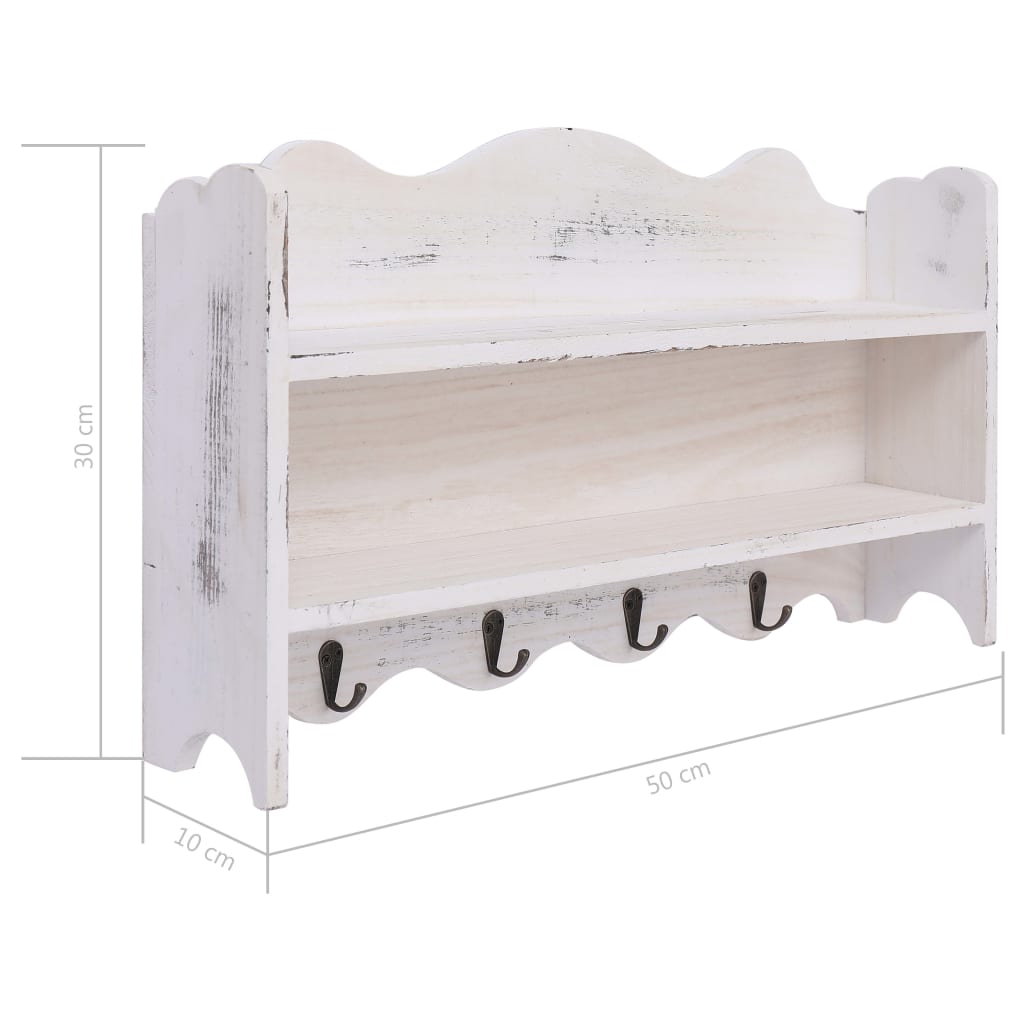 Cuier de perete, alb, 50 x 10 x 30 cm, lemn