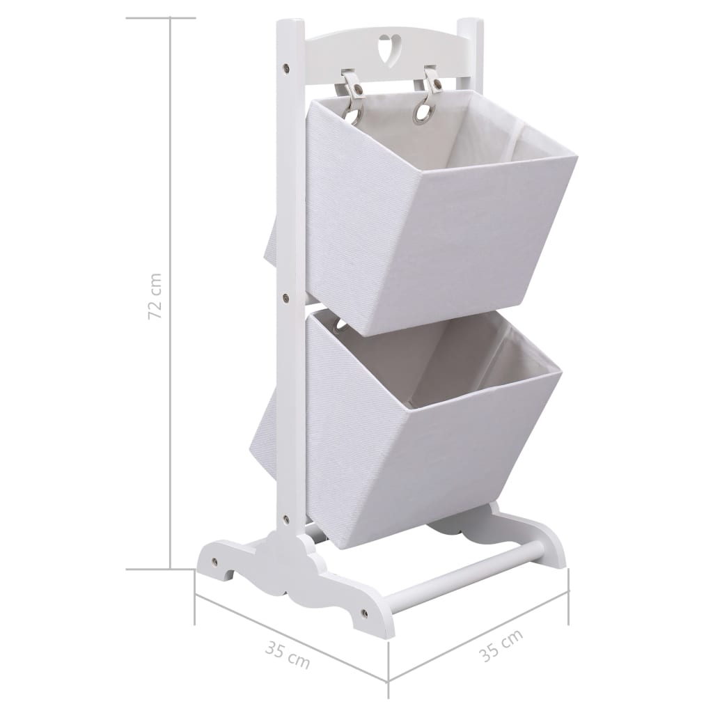Suport coșuri depozitare 2 niveluri alb 35x35x72 cm lemn