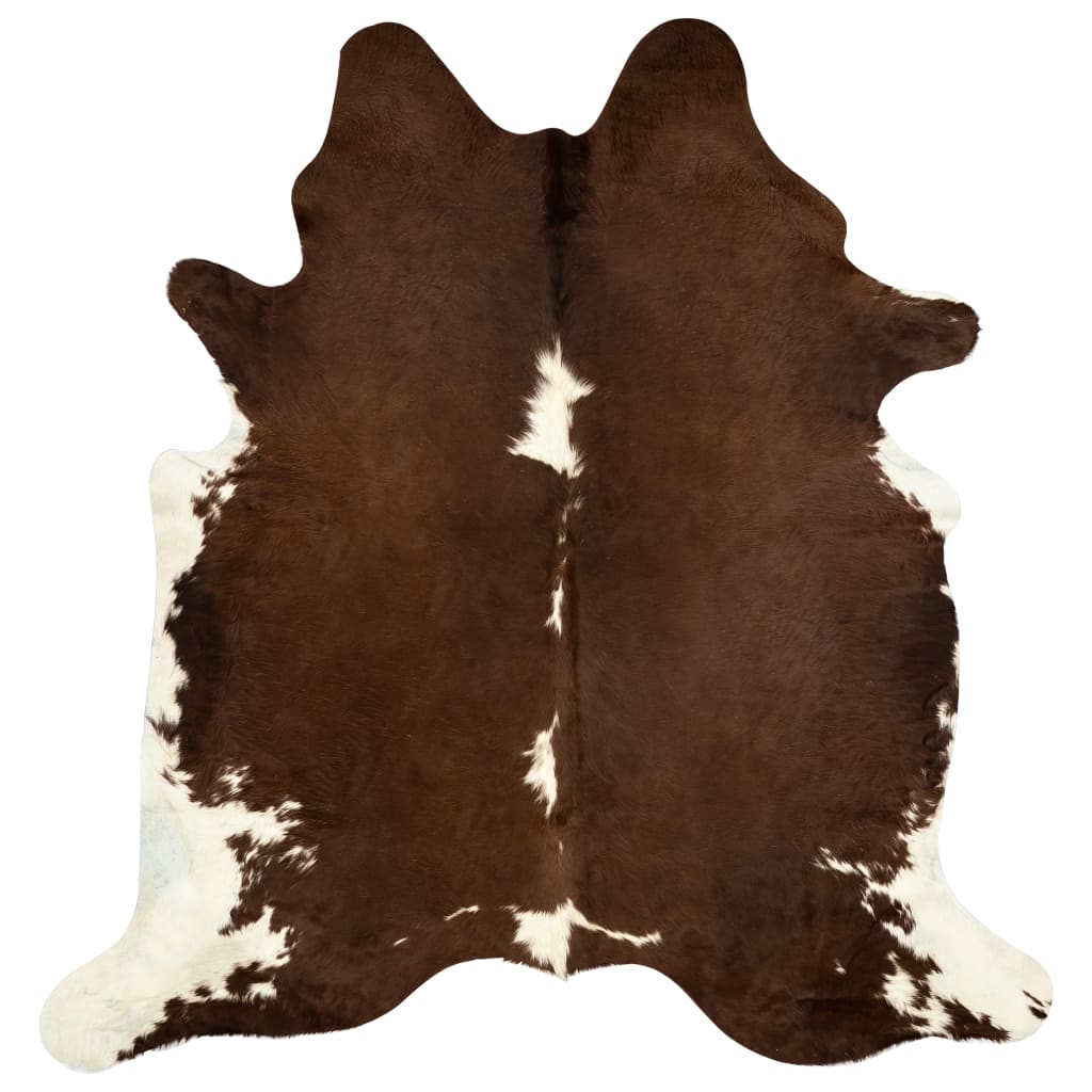 Covor din piele de vită, maro și alb, 150 x 170 cm