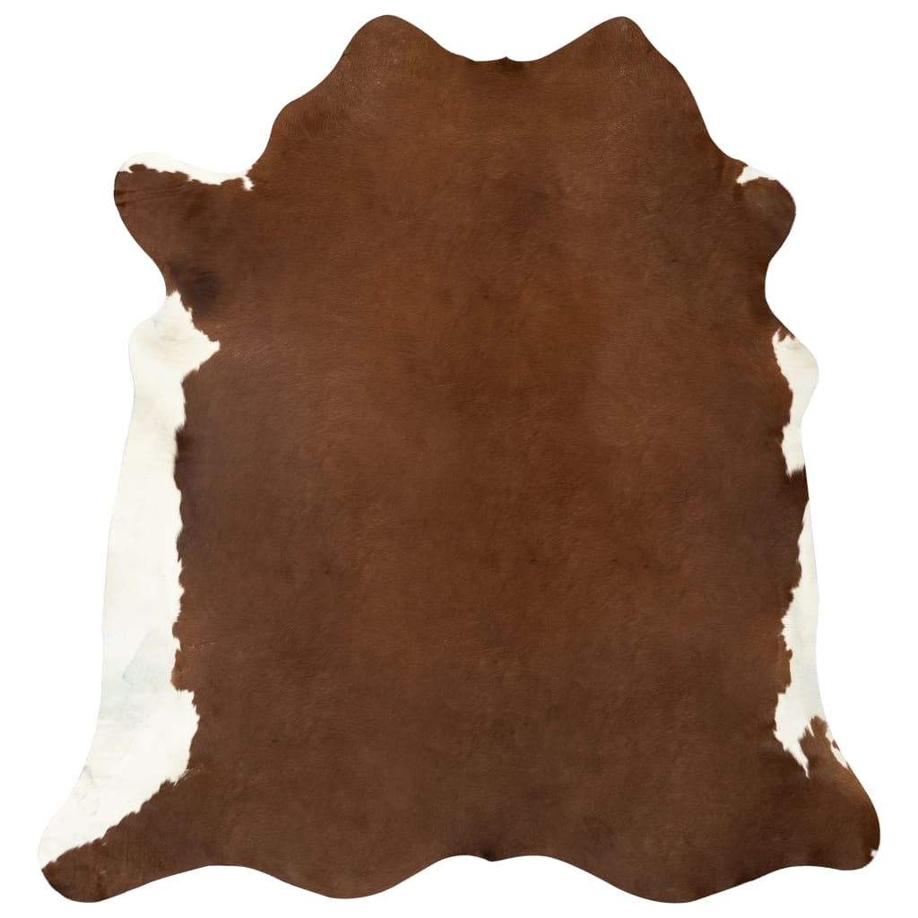 Covor din piele de vită, maro și alb, 150 x 170 cm