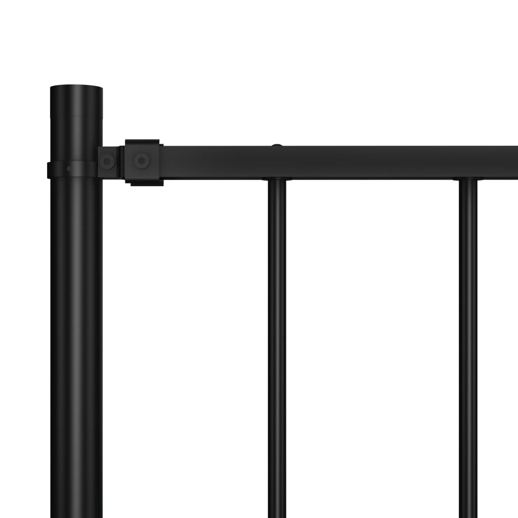 Panou de gard cu stâlpi, negru, 1,7 x 0,75 m, oțel