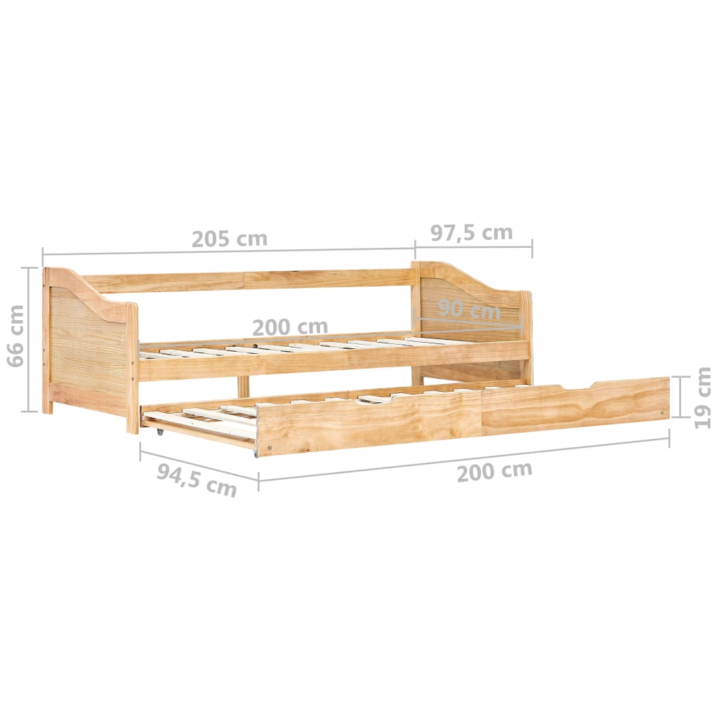 Cadru pat canapea, extensibil, 90 x 200 cm, lemn de pin